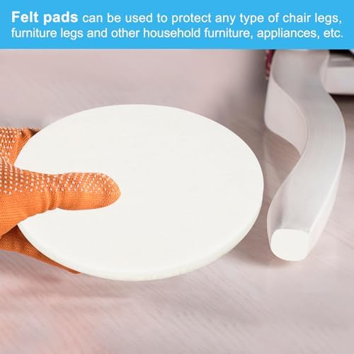PATIKIL 12" Diameter Felt Furniture Pads, 8 Pack 1/5" Thick Lamp Base Felt Round Soft Adhesive Non-Slip Anti-Scratch Backed Felt Floor Protector for Lamp Furniture DIY Craft, White - Image 6