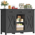 TEENFON Coffee Bar Cabinet with 3 Drawers, Farmhouse Buffet Cabinet by TEENFON