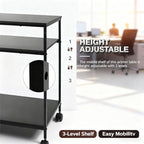 Heavy Duty 3-Tier Printer Stand with Locking Wheels, 23.6"x18.9" *31.5" Large Printer Table Shelf, Holds 100 lbs per Shelf - Fits Most 60" Desks, Perfect for Office, Home, Laser Printer or Mini Fridge - Image 3