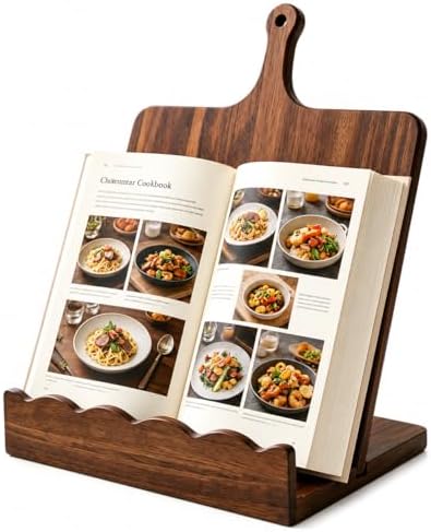 Acacia Wood Cookbook Stand, 15.7 x 11.8 in, Removable Serving Board by CozNido