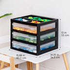 IRIS USA Desk Organizer |Made in USA| 3-Tier Cases - Black/Clear - Image 4