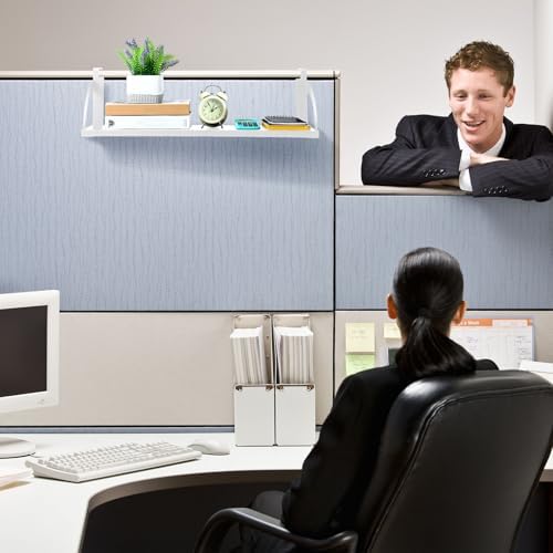 Tandefio 24" Office Cubicle Hanging Shelf Storage Organizer, White - Image 2