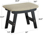 Foot Stool Ottoman Foot Rest Under Desk,Small Stool for Living Room, Bedroom and Kitchen (Black Legs - Beige Stool Surface) - Image 2