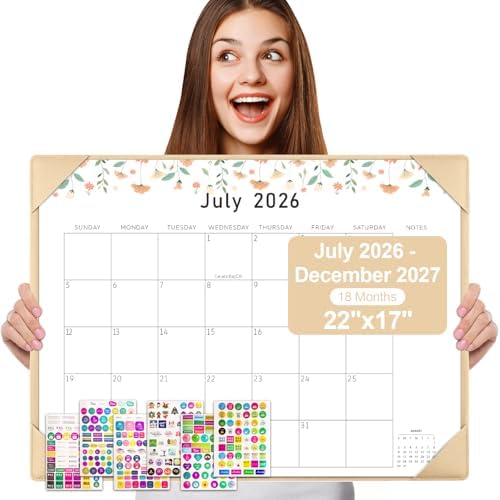 Desk Calendar 2026-2027 with Desktop Mat,22x17'' Large Desktop Pad Calendar by Gannyfer