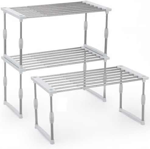 Youyole 3 Set Adjustable Cabinet Organizer, Expandable Steel Kitchen Rack by Ajaredlulu