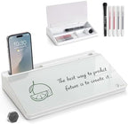 TOWON Compact Glass Desktop Whiteboard with Storage 12x7 in, White by TOWON