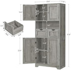 Iwell Tall Storage Cabinet with Adjustable Shelf, Bathroom Cabinet with 2 Drawers, Linen Cabinet for Living Room, Grey - Image 3