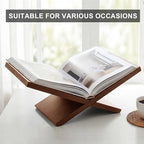 Wooden Book Stand for Display, Large Open Book Holder for Desk (Brown) - Image 3