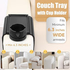 SINWANT Couch Armrest Table,Bamboo Folding Couch Cup Holder Tray,Black - Image 4