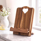 Wooden Cookbook Stand, Scalloped Recipe Book Holder for Counter by Unknown