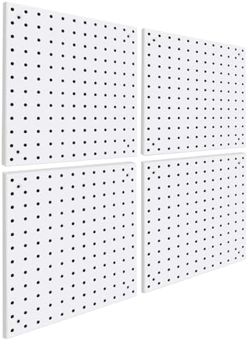 4 Pack Steel Peg Board,Universal 1/8 and 1/4 Pegboard Accessories,Ideal for Garage Tool Storage, Office Organization, Craft Room, Kitchen etc. (White, 4-12X12) by Daanxw