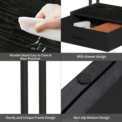 Printer Stand with Storage for Desk, with Fabric Drawer Desktop Printer Stand Shelf Organzier for Home Office, for Above and Under Desk Printer Table, Fax Machine Copier Scanner, Black - Image 7