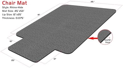 Rhino Mats, Rhino Hide Chair Mat (Lip Option), Office Computer Chair Mat for Hardwood, Tile, Laminate, Concrete and Vinyl Floors, Anti-Slip (Gray, 45”x53”-Lip2512) - Image 4