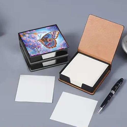Diamond Art Painting Note Box, 4pcs Beautiful Butterfly PU Gem Art Storage Container with 640 Sheets, Relaxing DIY Craft Kit for Home Office Organization Birthday Anniversary - Image 4