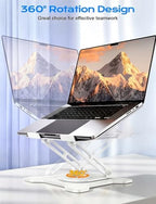 JCZT 360° Rotating Laptop Stand for Desk, Metal Foldable Laptop Riser,White - Image 2