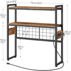 HOOBRO Desktop Bookcase, 2-Tier Desktop Organizer, 29.9" Wooden Office Storage Rack with Outlets, Display Shelf Rack with Light Strip, Desk Hutch for Office, Rustic Brown BF11UDSJ01 - Image 3