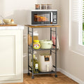 ThreeHio Rolling Kitchen Microwave Cart, 3 Tier Microwave Table Stand with Adjustable Shelf, Kitchen Storage Rack on Wheels, Coffee Station Cart Rack Shelf Organizer for Living Room Office, Balcony by ThreeHio
