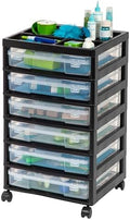 IRIS USA Rolling Cart with Drawers |Made in USA| 6-Tier Cases - Black/Clear by IRISUSA