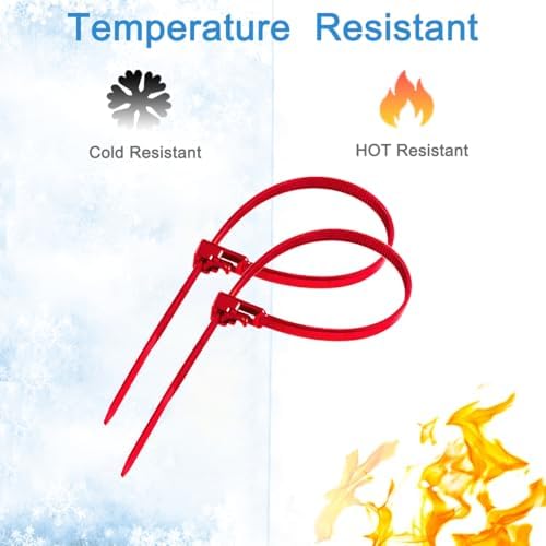250 Pack 12 Inch Heavy Duty Reusable Zip Ties Red ?UV Resistant, 55 LBS Tensile Strength, Weatherproof Cable Ties for Outdoor, Industrial, and Harsh Environments - Image 4