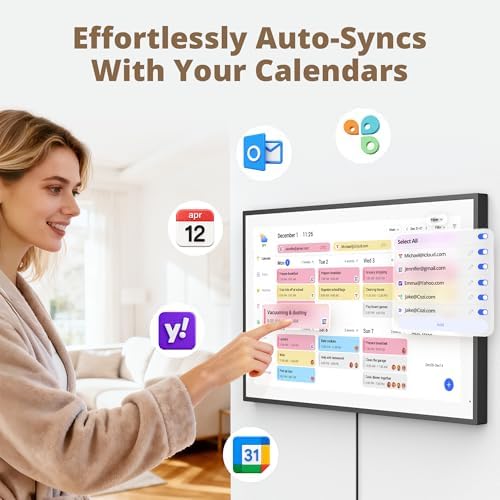Dragon Touch 21.5 Inch Digital Calendar Wall - 1920 * 1080 FHD Electronic Wall Calendar Family Planner with 32GB Storage and Wall Mount, Touchscreen Smart Desk Calendar - Black - Image 2