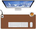Heated Desk Pad Mouse Pad - Heated Desk Mat - Warm Desk Pad - 3 Levels Heating & 4 Hours Auto Shut-Off, PU Leather Mouse Pad - 31.5 x 13 inch (Brown) by Tulpock