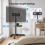 PERLESMITH Rolling TV Stand, Mobile TV Stand for 23-60 Inch LCD LED TVs, Tilt TV Stand Wheels Holds up to 88Lbs, Portable TV Stand for Bedroom with Shelf, Outdoor TV Stand Max VESA 400x400mm PSTVMC06 - Image 4