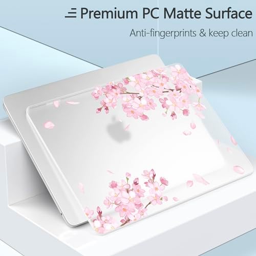 for New MacBook Air 13 inch Case 2026 M5 2025 M4 2024 M3 Chip– Aesthetic Lightweight Floral Design Clear Hard Shell 6-in-1 Bundle with TPU Keyboard Cover & 2X OTG Adapters, Cherry Blossoms - Image 6
