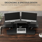 FLEXISPOT 42" Electric Standing Desk Converter, Motorized Sit to Stand Desk Riser, Height Adjustable Desktop Dual Monitor Workstation with Large Keyboard Tray, Black - Image 5