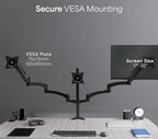 VIVO Triple Pneumatic Monitor Mount for 3 Screens up to 32 inches, Fully Adjustable, Heavy Duty Desk Stand with C-Clamp, Black, STAND-V300G - Image 5