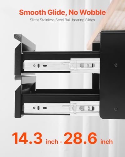 VEVOR Under Desk 2 Layer Slide Out Drawer, 16 inch Under Desk Pull-out Drawer for Home Office Sit Stand Workstation, Black - Image 4
