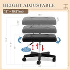 Wesiti Under Desk Foot Rest with Wheels, Adjustable Rolling Foot Stool Ottoman with Lockable Casters, PU Padded Leg Support for Office, Home, Pedicure & Workstation - Image 2