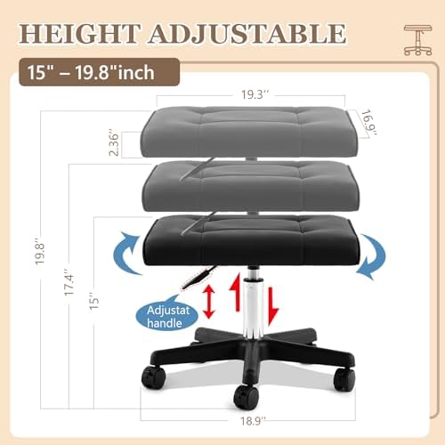 Wesiti Under Desk Foot Rest with Wheels, Adjustable Rolling Foot Stool Ottoman with Lockable Casters, PU Padded Leg Support for Office, Home, Pedicure & Workstation - Image 2