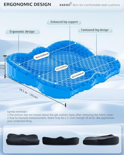 Breathable Honeycomb Gel Seat Cushion, Pressure Relief Cushion Long Sitting - Image 3