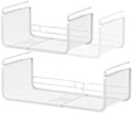 Expandable Under Shelf Basket Organizer, Under Shelf Storage, Hanging Baskets Under Cabinet for Pantry Kitchen Cupboard Desk Counter Bookshelf Space Saver Heavy Duty Slide-in (white, 2 Pack) by Janebert