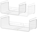Expandable Under Shelf Basket Organizer, Under Shelf Storage, Hanging Baskets Under Cabinet for Pantry Kitchen Cupboard Desk Counter Bookshelf Space Saver Heavy Duty Slide-in (white, 2 Pack) by Janebert