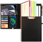 Ospelelf Clipboard with Storage for Men Women, Leather Padfolio Portfolio Organizer 5 Folders with 10 Pockets, Spiral Clipboard Folio with Notepad for Letter Size, Elastic Closure and Pen Loop Black by OspelelfOfficeSupplies