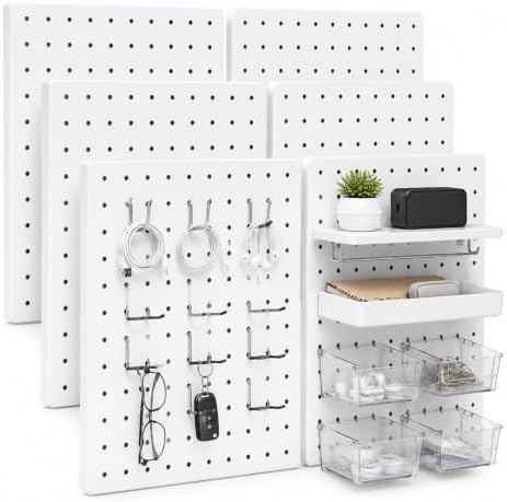 12 Pcs Peg board, Pegboard Wall Organizer Panels, White Pegboard by BOLUTDIF