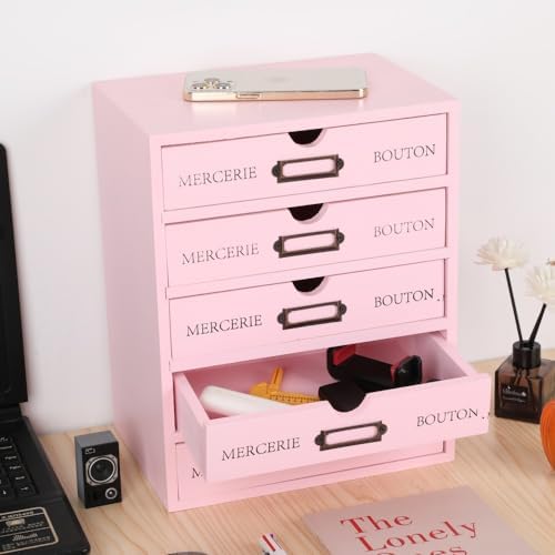 Small Wooden Drawers Wooden Box with Drawer, Pink 5 Wood Drawer - Image 5