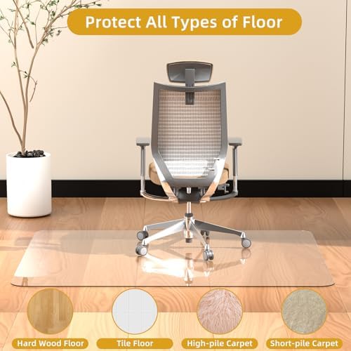 Glass Chair Mat Heavy 54" x 32" -1/5" Thick Premium Tempered Glass Duty Hard Glass Chair Mats -for Office Chair on Carpet or Hard Floor with 4 Anti-Slip Pads - Image 4