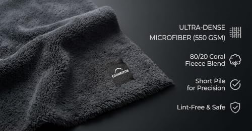 Premium Edgeless Microfiber Cleaning Cloths - 550GSM Short Pile, Lint-Free Coral Fleece 80/20 Blend, Scratch-Free Rags for Auto Detailing - 16x16 in, 6 Pack - Image 2