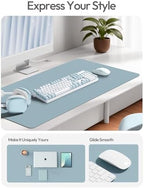 YSAGi Leather Desk Pad Protector, Office Desk Mat, Large Mouse Pad, Non-Slip PU Leather Desk Blotter, Laptop Desk Pad, Waterproof Desk Writing Pad for Office and Home (Ice Blue,55" x 24") - Image 3