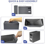 6 Pack Collapsible File Storage Box for Letter Size Documents, Portable File Organizer Box with Plastic Rails and Reinforced Cardboard, Desktop and Home Office Organization, Gray - Image 6