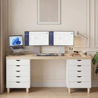 5 Drawer Rolling Storage Cabinet, Mobile File Cabinet for Office, White - Image 2