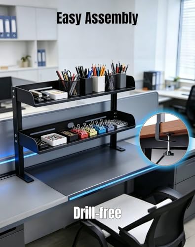 Yuxh Clamp on Desk Shelf 2‑Tier, Black, Small - Image 3