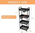 4 Tier Rolling Utility Cart with Handle,REBECAT Utility Cart Made of Multifunctional Storage Organizer Tool for Kitchen,Bathroom,Living Room,Office(Black) - Image 5