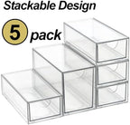 Acrylic Makeup Organizer, Clear Storage Organizer Desktop Stackable Storage Drawers, Plastic Organizer Bins for Makeup, Stationery, Cosmetics, Vanity, Bathroom,Cabinet,Pantry Office Desk (5 Drawers) - Image 7