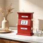 Rotatable Perpetual Desktop Calendar, Permanent Calendar, Office Desk Decor, Business Table Accessory, Rotating Design (Red) - Image 2