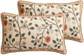 ISAENNE Designer Elegant Linen Throw Pillow Cover,Set of 2,20"x12"-Flora A by Isaennehomedecoration