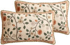 ISAENNE Designer Elegant Linen Throw Pillow Cover,Set of 2,20"x12"-Flora A by Isaennehomedecoration