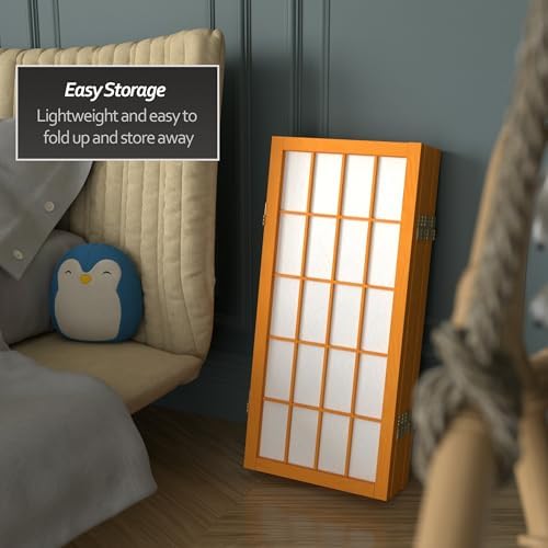 2 ft. Short Desktop Window Pane Shoji Screen - Honey - 6 Panels - Image 5